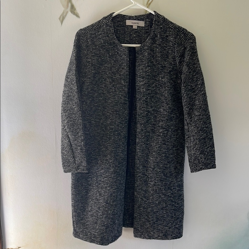 LOFT Black and Gray Long Cardigan Sweater